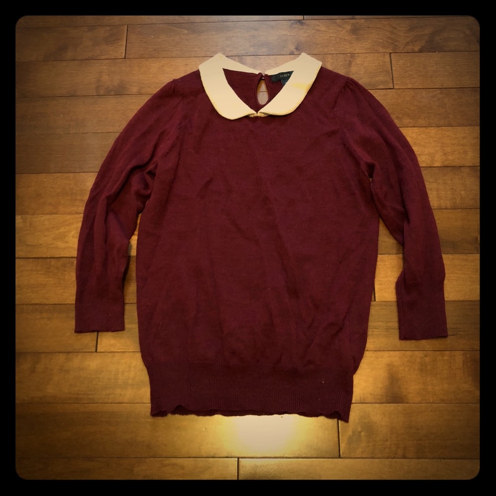 J. Crew burgundy Peter Pan collar sweater xs